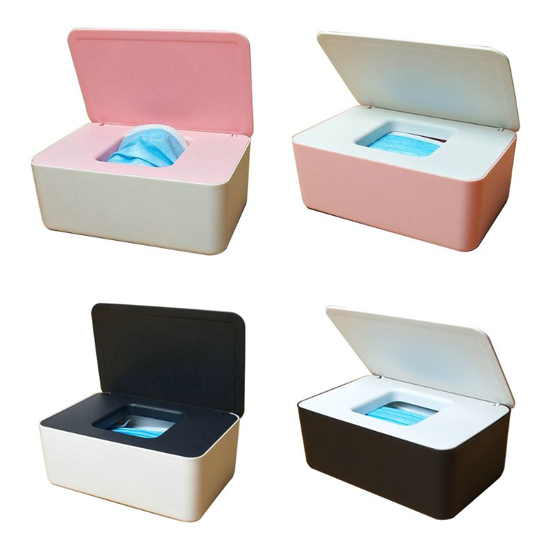 Baby Wet Wipes Dispenser Tissue Storage Box Mouth Masks Case Holder with Lid R2JF