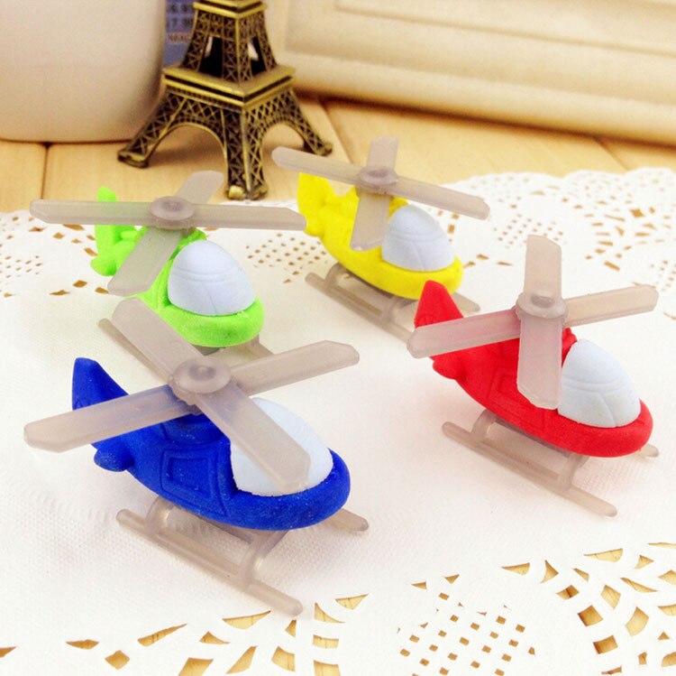 4 sztuk/partia nowość helikopter gumki, w kształcie samolotu chłopcy gumka jak akcesoria szkolne