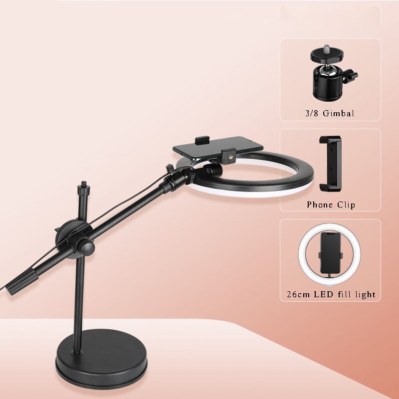 Mobiele Telefoon Overhead Stand Statief Desktop Micro Klasse Live Selfie Led Licht Invullen Statieven Foto Video Anti-Shake Stabiele houders: B