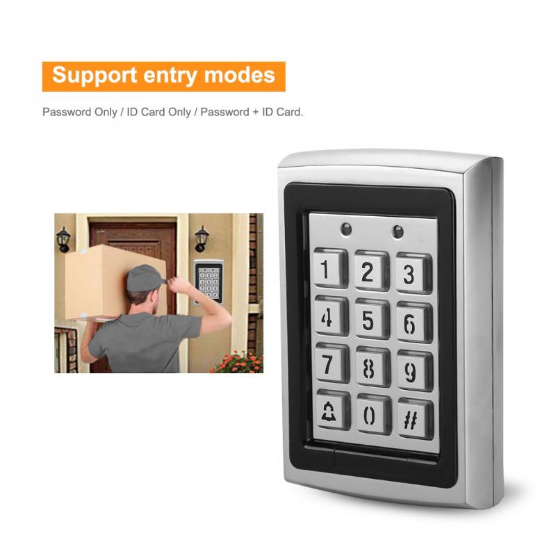 125KHz Top Metal RFID Card Reader Password Door Access Control Keypad with Blue Backlight Alarm Function