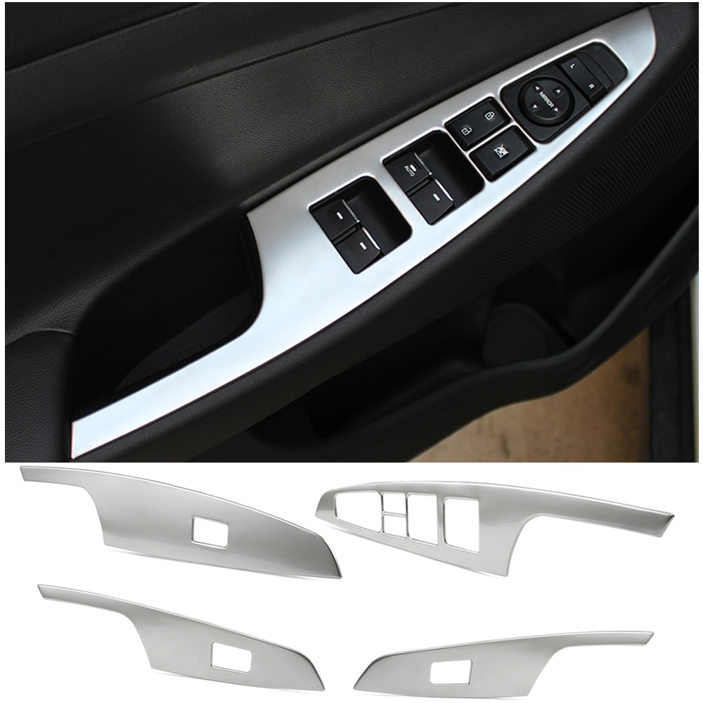 Roestvrij Staal Auto Interieur Deur Window Switch Panel Cover Trim Voor Hyundai Tucson TL Accessoires