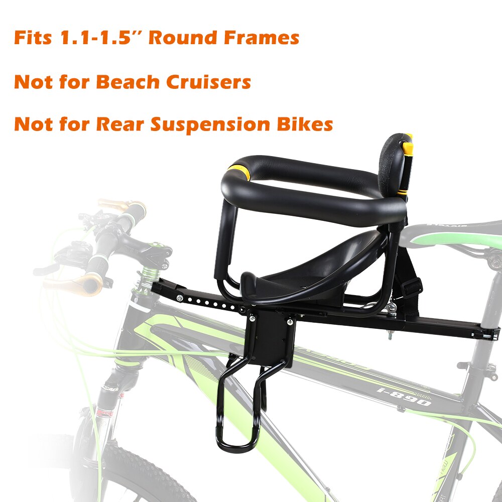 Safety Child Bicycle Seat Bike Front Baby Seat Kids Saddle with Foot Pedals Support Back Rest for MTB Road Bike Children