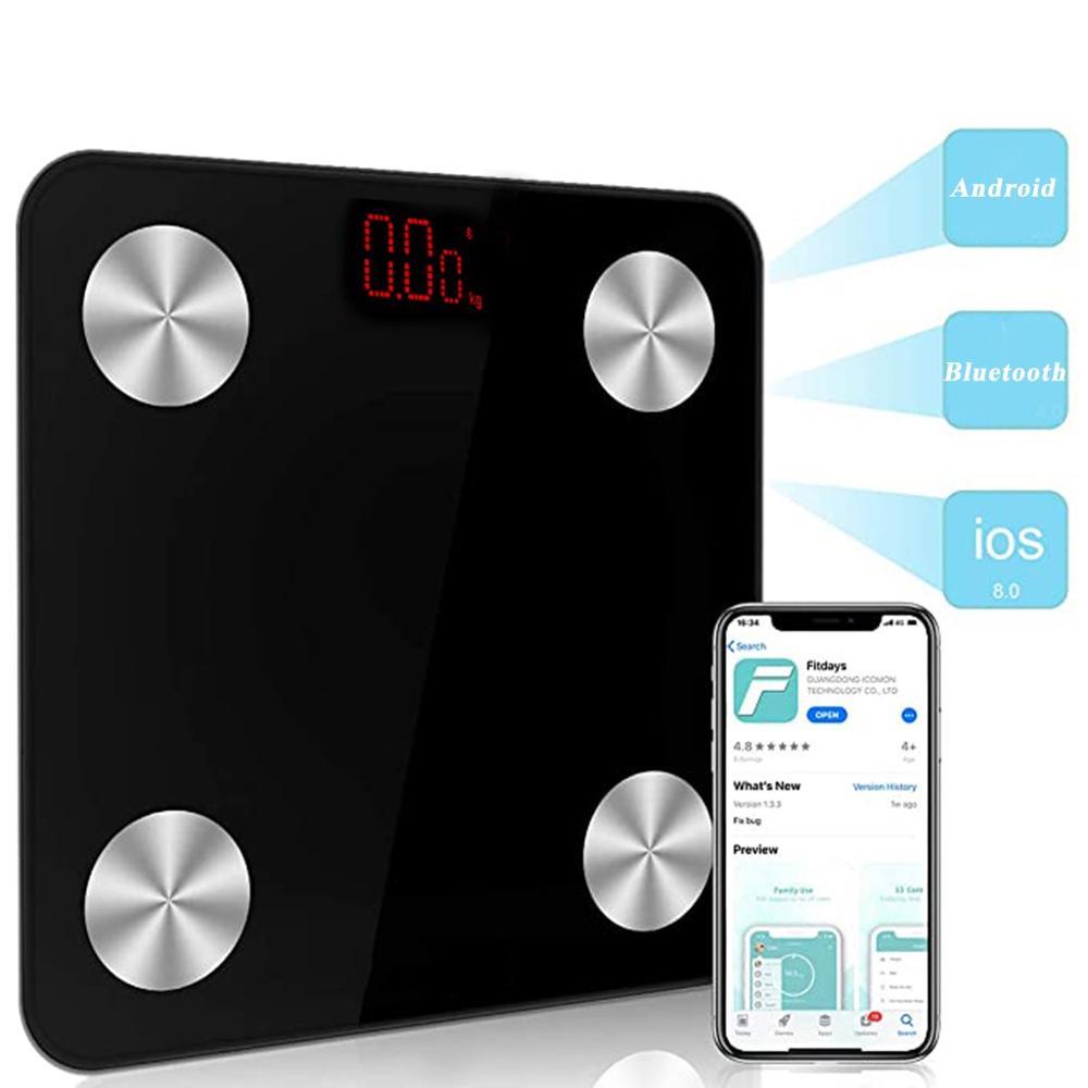 Square Mini Portable Bluetooth Intelligent Body Fat Index Measuring Scale Intelligent Bluetooth body fat scale T@