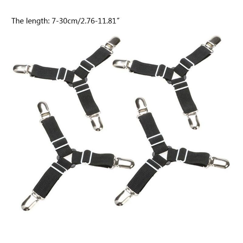 Antislip 4 stuks verstelbare bedlakenklemmen bevestigingsriem bankhoes grippers houder matras deken beddengoedset