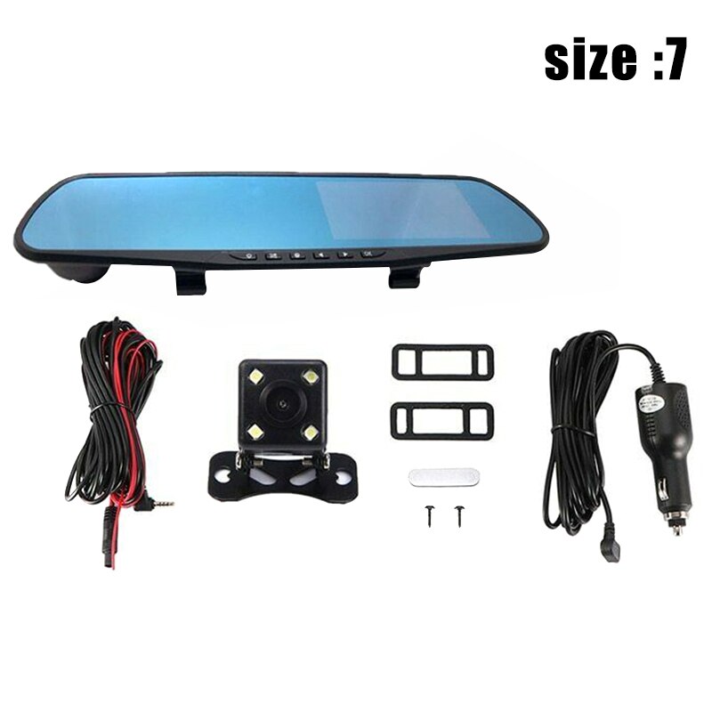 Lcd dvr video dashcam recorder 1080p fhd camera voor achter duals lens rijrecorder autostyling: 7 inch