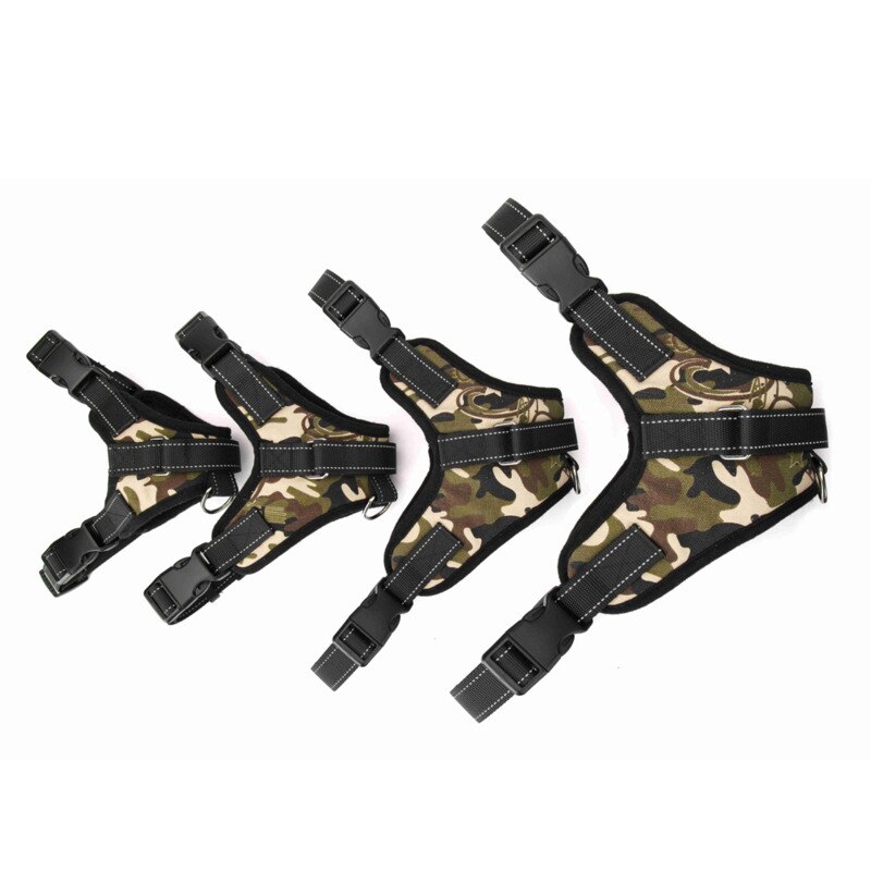 Sillín de leopardo para mascotas, arnés ajustable con Cuello acolchado, Extra grande para perros grandes, medianos y pequeños, suministros para Perros Bulldog,: Camouflage / L