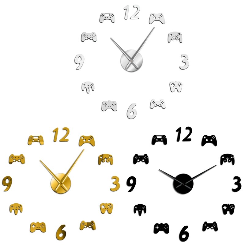 Game Controller Video Diy Giant Wall Clock Game Joysticks Stickers Gamer Wall Art Video Gaming Signs Boy Bedroom Game