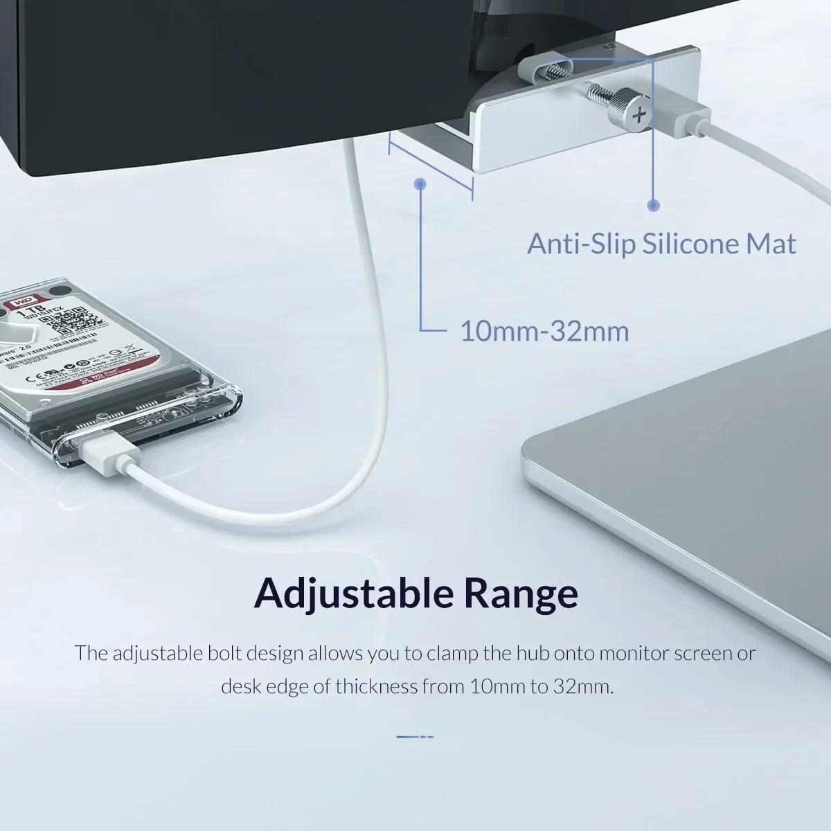 ORICO USB 3.0 Hub mit Netzteil USB3.0 Splitter Adapter Clip-Typ Multi Splitter Hochgeschwindigkeits-Datenübertragung für Laptop PC