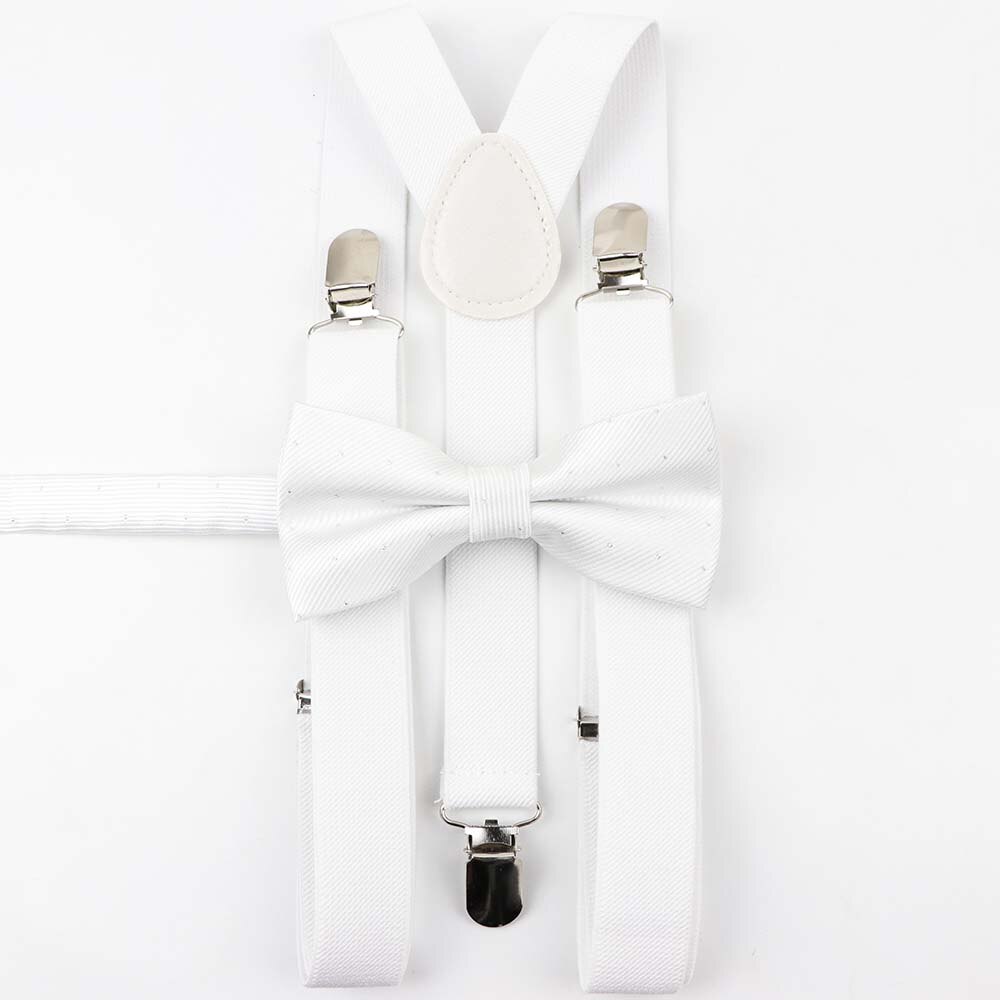 Einfarbig Mann der Gürtel Bowtie Set Männer Frauen Hosenträger Polyester Y-Back Hosenträger Stern Silber Punkt Fliege einstellbare Elastische: 4