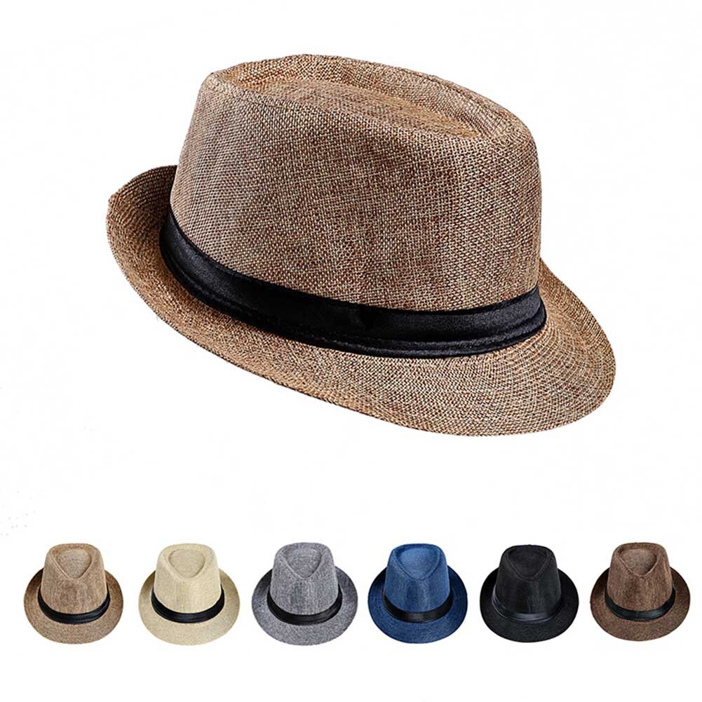 Men Straw Hat Linen Sun Protective Foldable Breathable Casual Cap for Summer AUG889