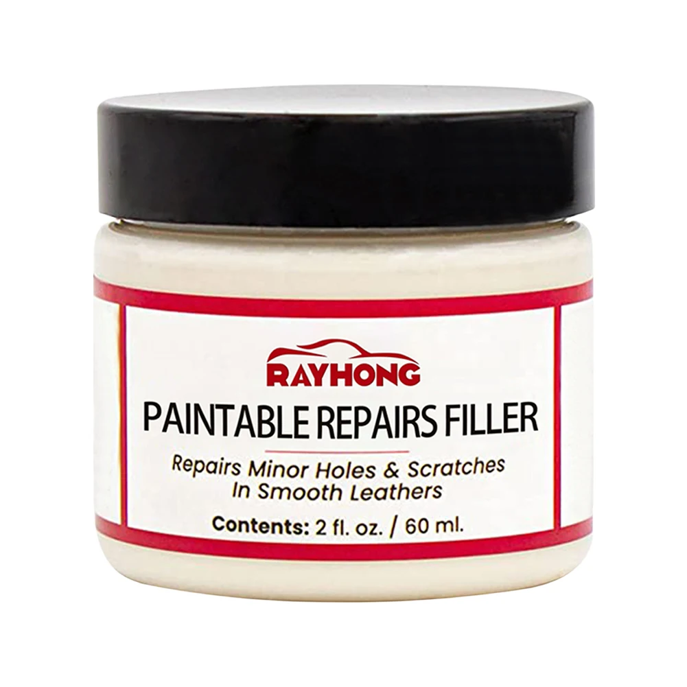 Pasta de relleno de cuero para asiento de coche, pasta de reparación de arañazos, crema de restauración de cuero Natural, relleno de agujeros para quemaduras y grietas, 60ml