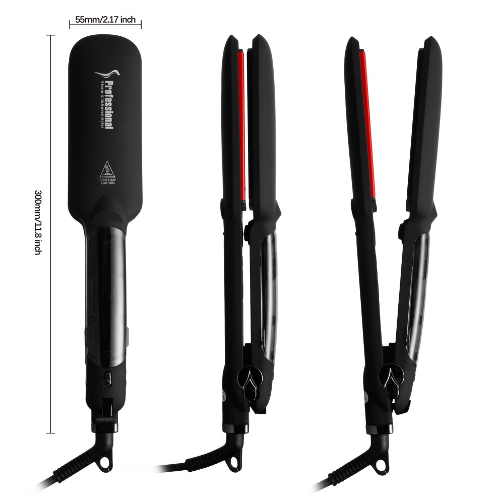 Dampf Haarglätter Professionelle Salon Dampf Ionic mit Infrarot Flache Eisen Keramik Heizung Kamm und Natürliche Mähne Haar