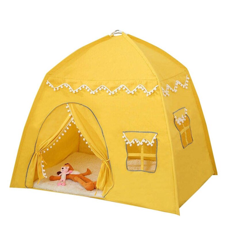 Children Play Tent Large Space Foldable Play House Princess Castle Cabin Tent For Kids Birthday Christmas: YELLOW