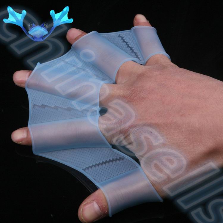 20pairs Silicone Diving Swim Pool Training Swimming Half finger Hand Fins Flippers Webbed Gloves Paddles Accessories: Blue / M