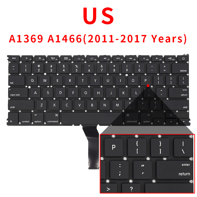 Kannettava tietokone  a1369 a1466 us uk venäjä saksa ranska espanja portugali näppäimistö macbook air 13 " näppäimistöt ilmaiset ruuvit: Valkoinen