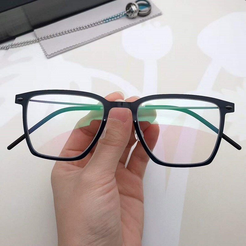 Mannen Brilmontuur Puur Titanium Vierkante Brillen Bijziendheid Recept Brillen Optiek Lens 6554 Denemarken 2022 Mode: Black Gun
