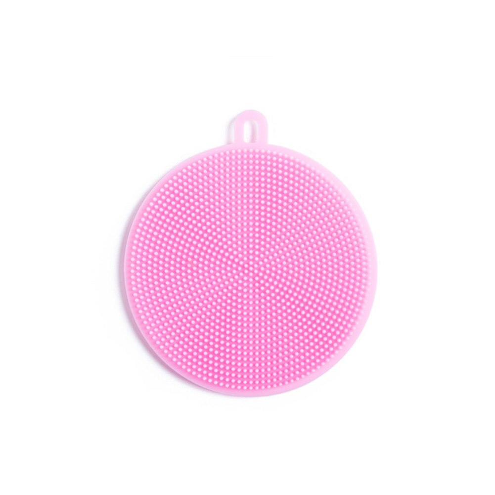 Silicone Dish Washing Brush Scrubber Multifunction Scouring Pad Clean Antibacterial Brushes Kitchen Cleaning Antibacterial Tool: Pink