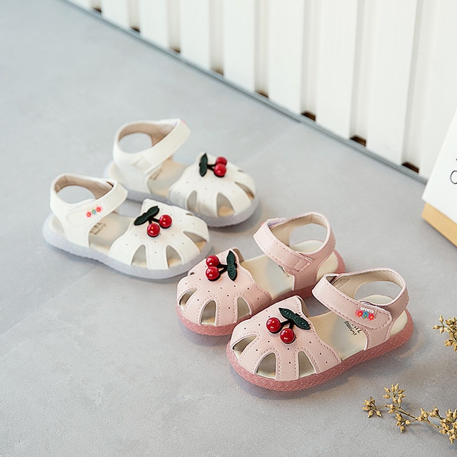 Sommer børn pige casual sandaler piger kirsebær sandaler 21-30 pink hvid  tx09 tx04