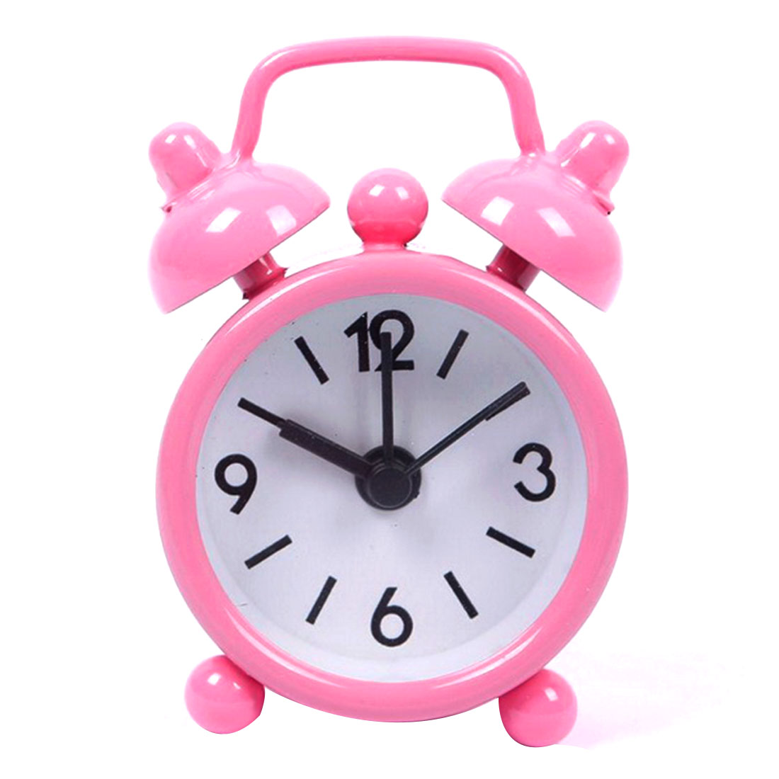 Di modo Nuova Casa Esterno Portatile Sveglio Bello Del Fumetto Quadrante Numero Tondo Desk Alarm Clock Mini: Colore rosa