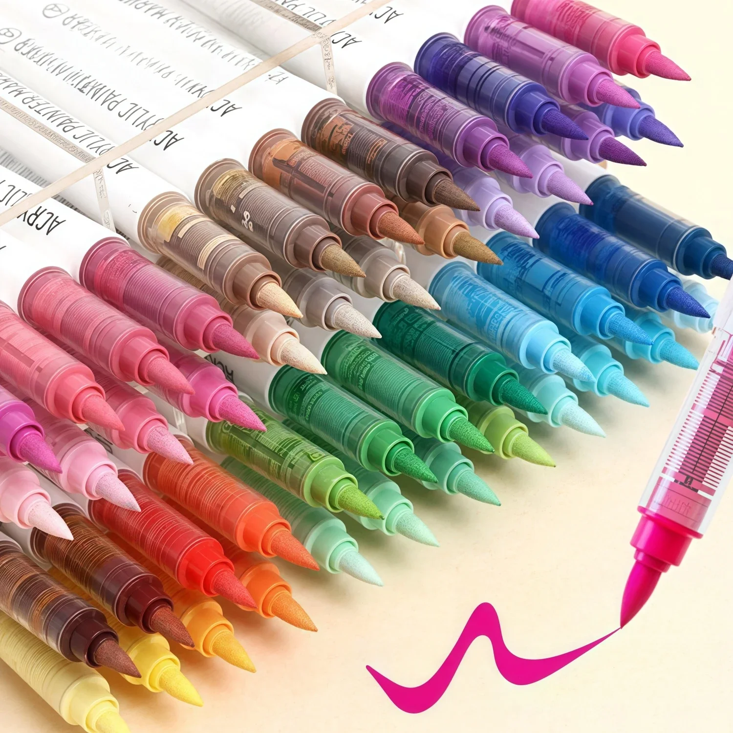 Straight Liquid Acrylic Markers,Soft Brush Tip Acrylic Paint Pens Set,for Rock Painting, Ceramic, Wood, Canvas, Glass, Stone
