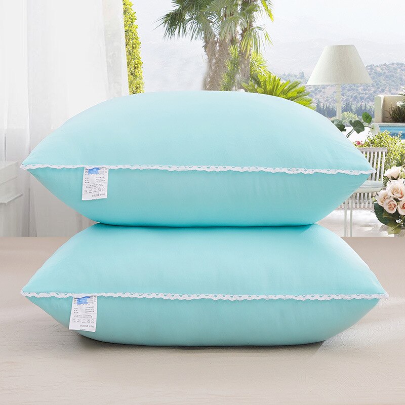 Washed cotton pillow single / double pillow core home hotel feather velvet neck pillow double single student pillow rectangle