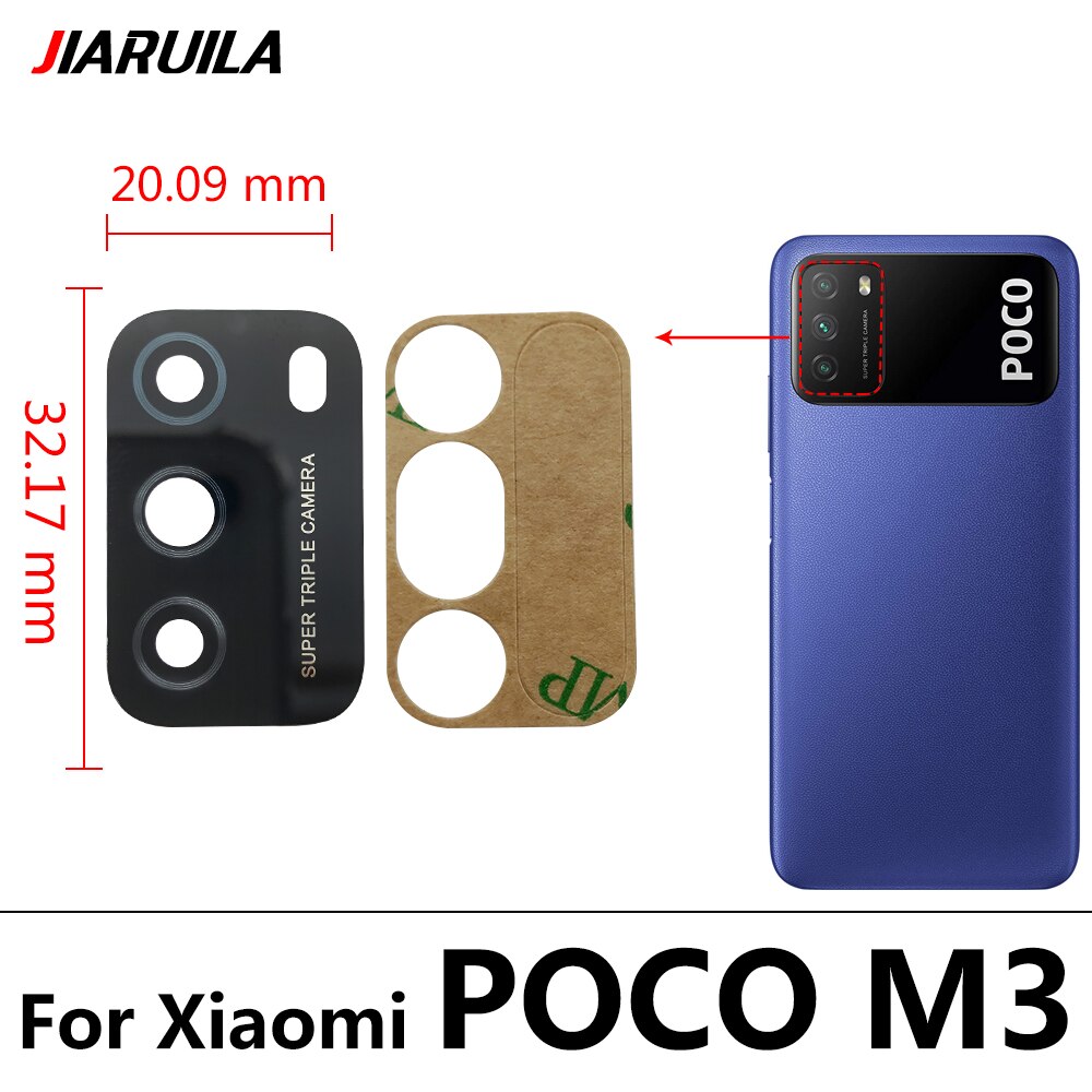 100% Original Camera Glass For Xiaomi Poco X3 NFC Poco M3 X3 Pro GT Poco F3 5G Rear Back Camera glass Lens With Glue Adhesive: Poco M3
