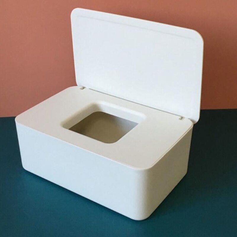 Natte Doekjes Dispenser Houder Met Stofdichte Cover Tissue Opbergdoos Voor Home Office Desktop Opslag Tissue Doos Masker Opbergdoos: white