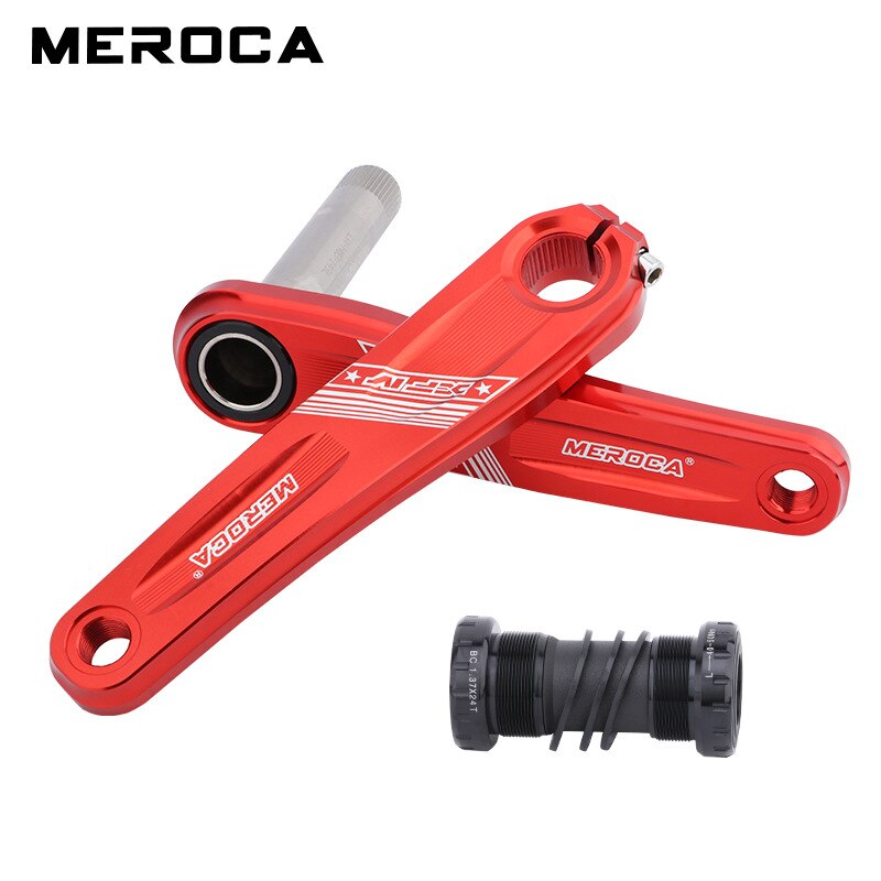 MEROCA MTB Crankset 170mm GXP 32/34/36/38T Narrow Wide Chainring Aluminium Alloy Mountain Bike Crank Set GXP Crank: Red With BB