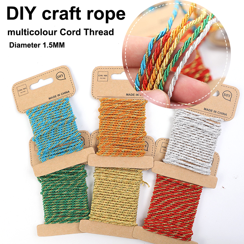 Cordones trenzados artesanales de 1,5 MM, cordón de embalaje de , cuerda de hilo, fabricación de pulseras, cuerda artesanal hecha a mano, decoración de boda, 3 metros