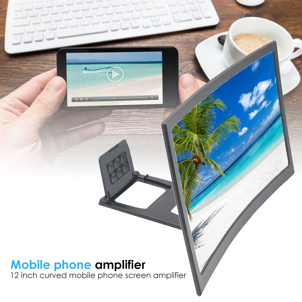 Mobile Curved Magnifier Stand 12 inch Phone Screen Movie Video Display Rack Amplifying Bracket Desktop Screen Amplifying Tool