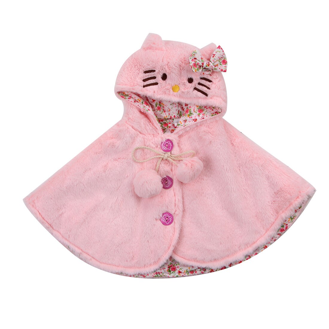 born Baby Girl Hooded Cloak Jacket Outwear Kid Warm Coat Princess Top Clothes: Pink / 9M