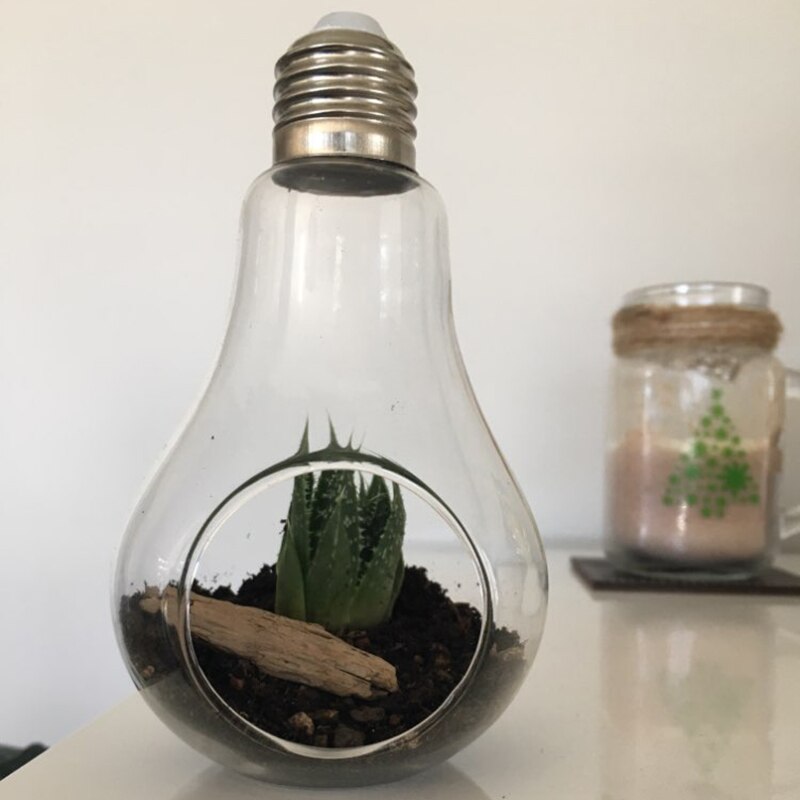Jarrón colgante de flores para jardín, maceta de cristal, contenedor de plantas, decoración de en casa, para boda, macetas colgantes creativas, 1 ud.: light bulb