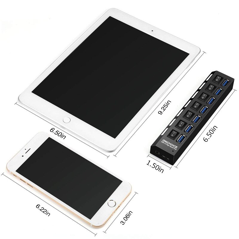 7 Port USB 3.0 Hub With Individual LED Power Switches For Macbook Pro Air Computer PC Laptop Accessories Cable Splitter Adaptor