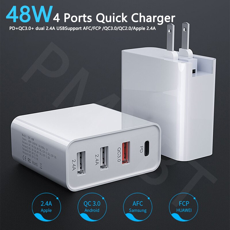 Multi USB Charger QC 4.0 Type C PD Wall Charger For Samsung S10 A90 Huawei Tablet iPhone 11 pro X MacBook Power Charging Adapter