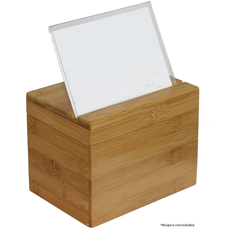 Bamboo Recipe Box Premium Kitchen Recipe Box for Organize and Store Recipes in the Kitchen