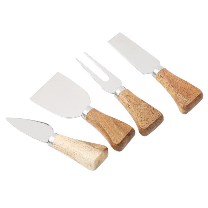 4 stk/sæt bordsæt bambus træ håndtag ostekniv udskærer sæt køkken madlavningsværktøj osteskærer knive ostehøvl