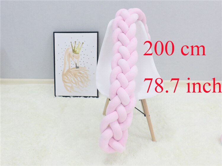 1 M/2 M/3 M hecho a mano nudo cuna lados cojín para bebé recién nacido seguridad 4 hebras cama parachoques cuna Protector habitación Decoración Ropa de cama: 200cm Pink