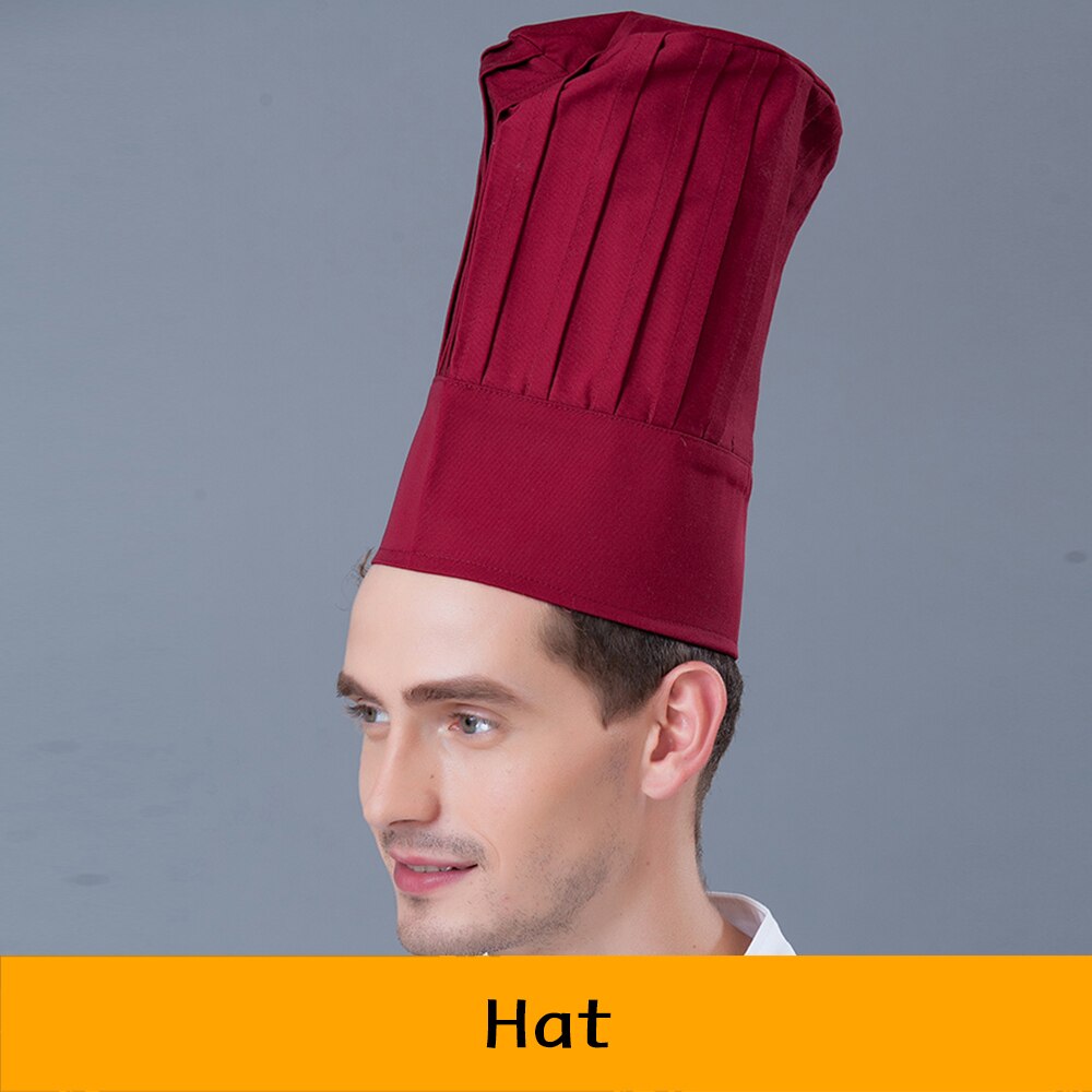 Gorro de Chef elástico para Chef, uniforme de Cocinero, restaurante, cocina, Catering, Gorro alto elástico, hojaldre para Postres, pasteles, hornear, Unisex: Red