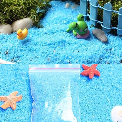 1 saco de areia azul para miniaturas jardim de fadas musgo terrário decoração artesanato bonsai fada jardim decoração acessórios resina moderna