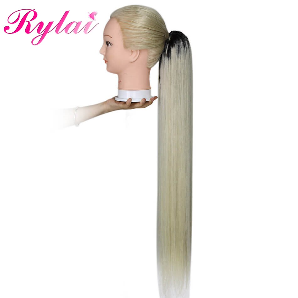 RYLAI Synthetic Ponytail Extensions Straight 30 Inches Hair Ponytail Extensions With Two Plastic Combs High Temperature Fiber