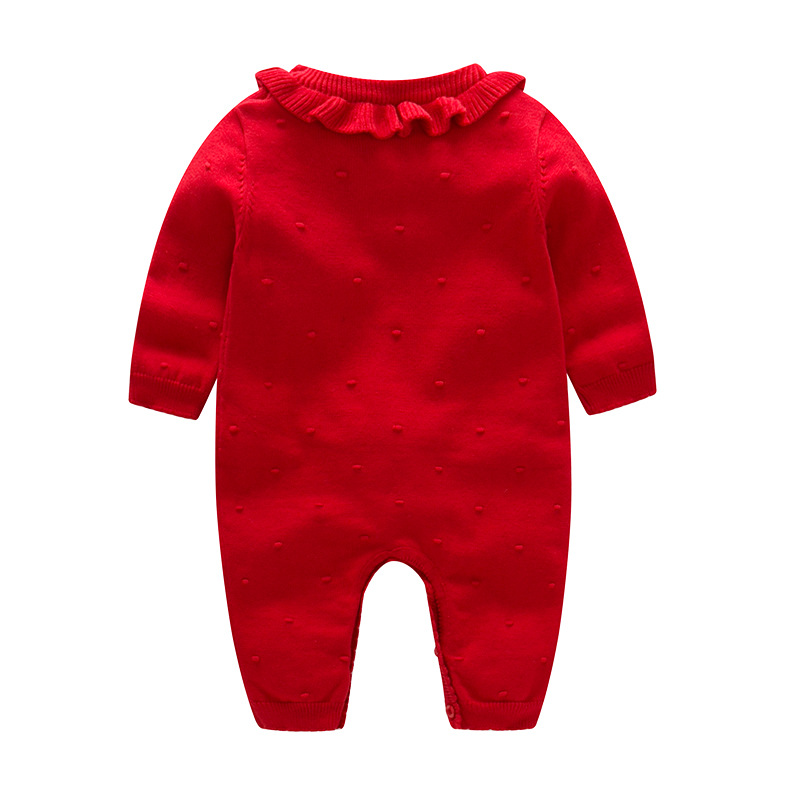 Neue Baby Mädchen Kleidung Langarm Overalls Outfits Baby Strampler Herbst Winter Neugeborenen Jungen Insgesamt Kleinkind Kinder Gestrickte Kleidung: Rot / 9m