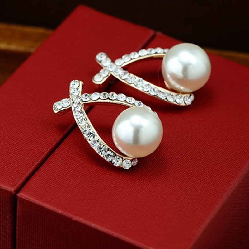 Schmuck Simulierte Perle Ohrringe Nette Bowknot Baumeln Ohrringe Für Frauen Shiny Kristall Hochzeit Schmuck Elegante