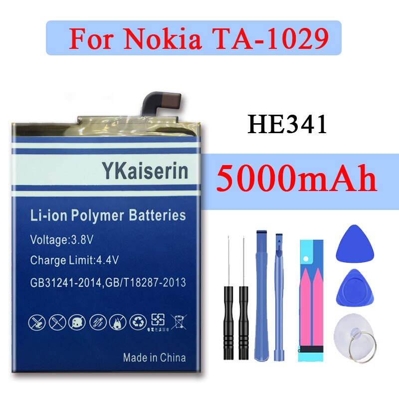 YKaiserin Replacement Battery 5000mAh HE341 for Nokia TA-1029 Li-ion Polymer