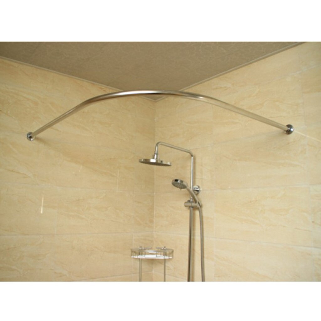 304 Staal Douchegordijn Rail Plafond Ondersteuning 140Cm Hoek Rail Staaf Bad Heavy Duty Duurzaam