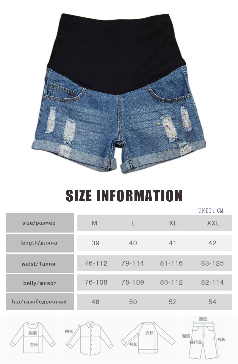 Maternity Shorts Premama with Paint Hole Maternity Jeans Short Care Belly Fashion Denim for Pregnant Trouser Lady Pants 2017