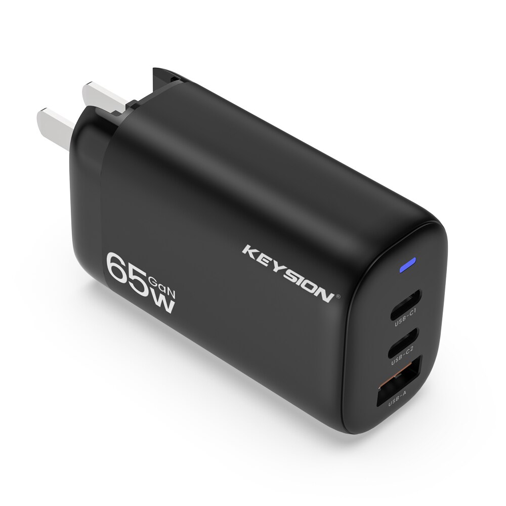 KEYSION – chargeur GaN USB type-c 65W PD Quick Charge 4.0/USB-C pour iPhone 13/12 Pro Max, iPad, Macbook Air: US Plug Black