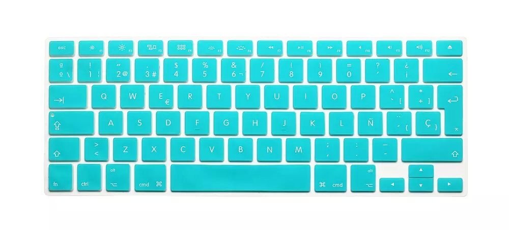 Silikone spansk bogstav tastatur cover til macbook air pro retina 13 15 17 beskytter til mac book tastatur spansk spanien eu: Himmelblå