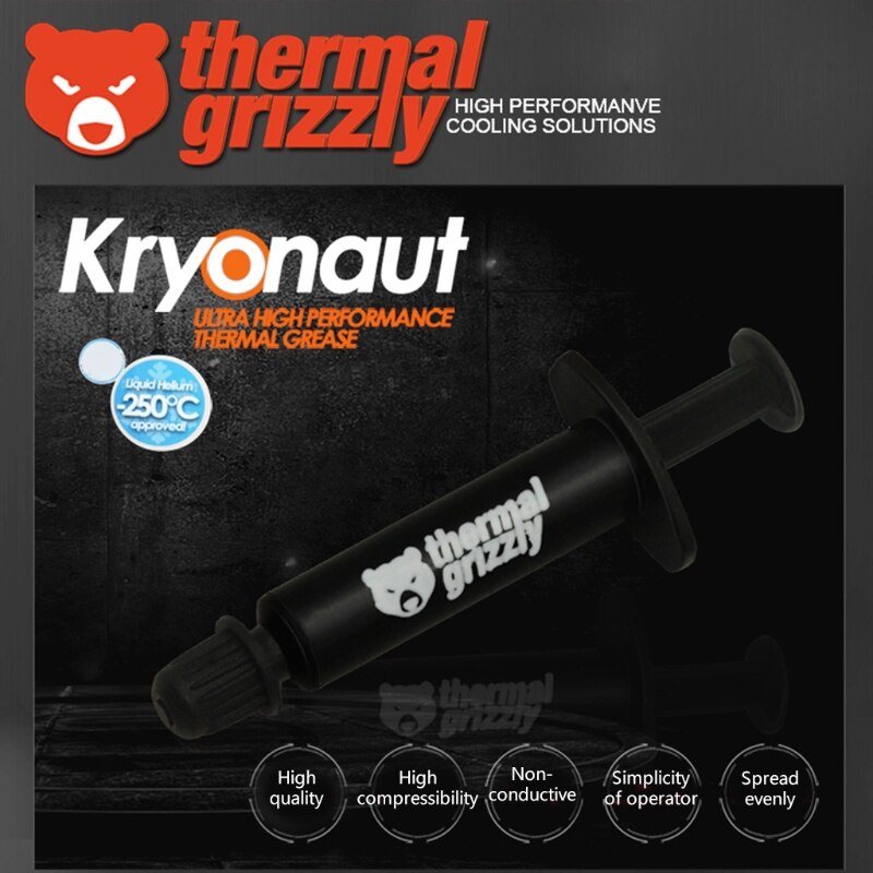 Lämpö grizzly kryonaut tahna cpu gpu cooler rasva 12.5w/ m.k johtava jäähdytyselementti kipsiseos jäähdytys