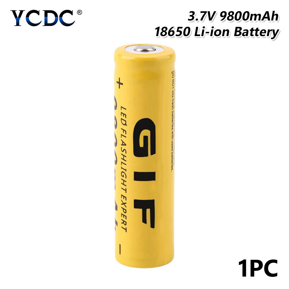 2Pcs GIF 18650 Li ion Battery 3.7V 9800mAh Capcacity Lithium Charging Rechargeable Batteries Li-ion Yellow Cell For Flashlight