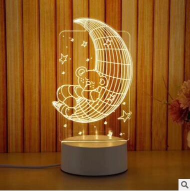 3d led -pöytävaloa meduusa pöllö yövalo abs+hartsi monivalaisin lasten makuuhuoneeseen: Kuu